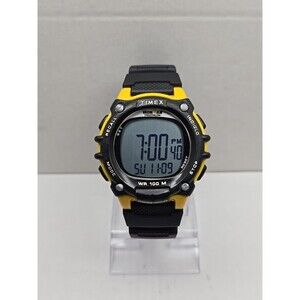 Timex Ironman Triathlon Flix Digital Yellow Black 100M Indiglo New Battery Watch